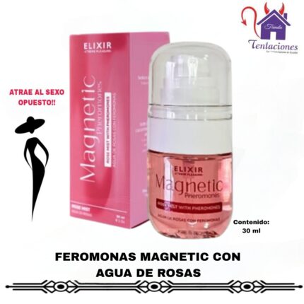 Esta imagen describe la Presentación y Forma de Uso de las Feromonas y Forma de Uso de las Feromonas Magnetic con Agua de Rosas