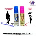 Esta imagen describe la Presentación y Características del Perfume con Feromonas para el y ella