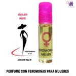 Esta imagen describe la Presentación y Forma de Uso del Perfume con Feromonas para mujeres