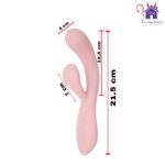 Esta imagen describe las Medidas y Características del Flexi Vibrador Rabbit con App