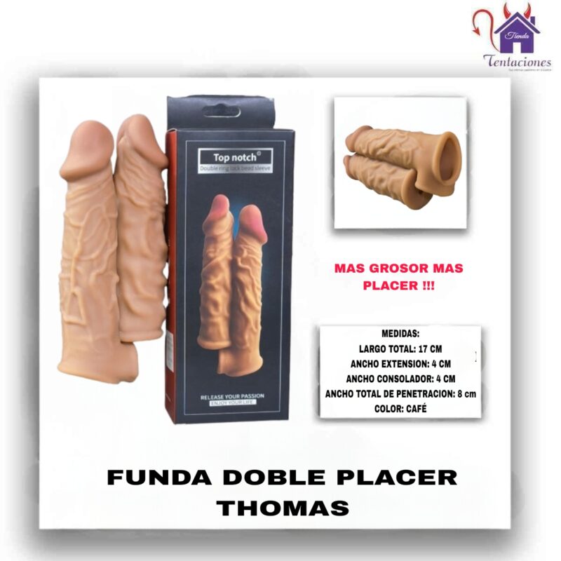 Esta imagen describe las Medidas y Características de la Funda Doble Placer Thomas