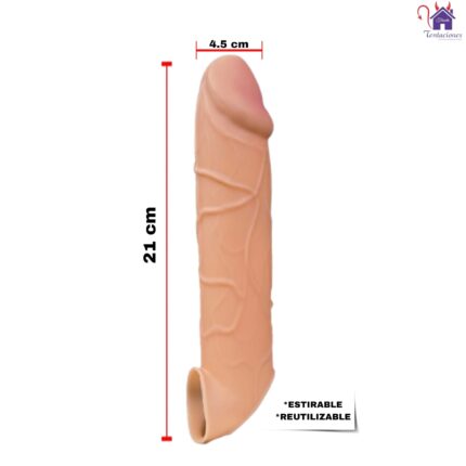 Esta imagen describe las Medidas y Características de la Funda o Extension Tamis