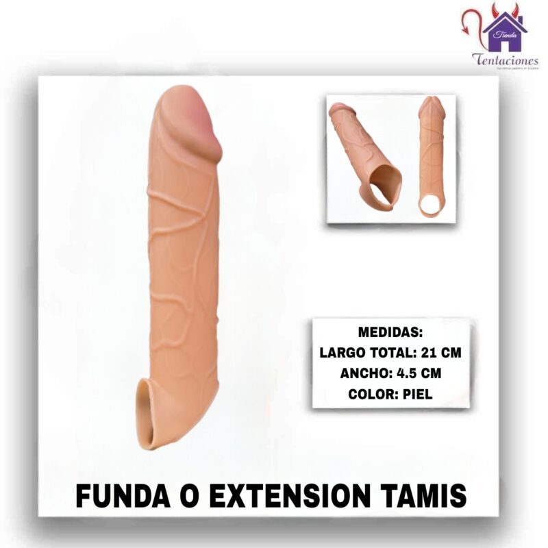 Esta imagen describe la Presentación y Forma de Uso de la Funda o Extension Tamis