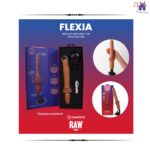 Esta imagen describe las Características y Contenido de la Mini Sex Machine Telescópico Vibrador Flexia
