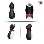 Esta imagen describe las Características y Contenido del Satisfyer Penguin Succionador