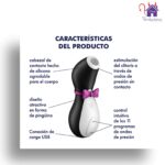 Esta imagen describe las Características y Presentación del Satisfyer Penguin Succionador