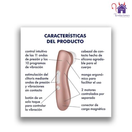 Esta imagen describe las Características y Contenido del Satisfyer Pro2+ Succionado