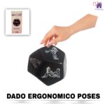 Esta imagen describe las Medidas y Contenido del Dado Ergonomico Poses