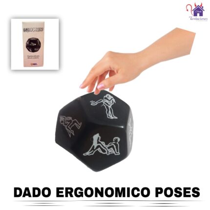 Esta imagen describe las Medidas y Contenido del Dado Ergonomico Poses