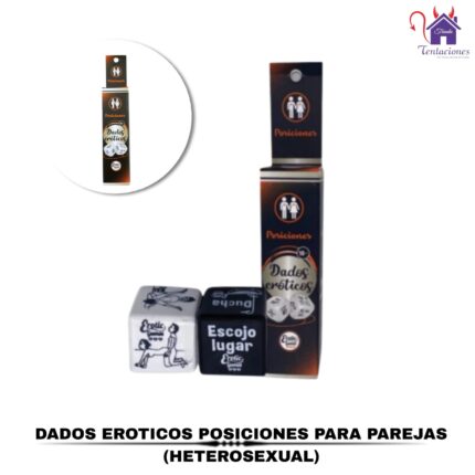 Esta imagen describe la Presentación y Forma de Uso de los Dados Eróticos Posiciones para Parejas Heterosexual