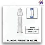 Esta imagen describe la Presentación y Forma de Uso de la Funda Fresto Azul