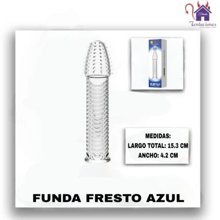 Esta imagen describe la Presentación y Forma de Uso de la Funda Fresto Azul