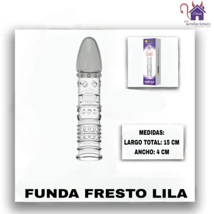 Esta imagen describe la Presentación y Forma de Uso de la Funda Fresto Lila