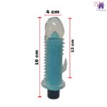 Esta imagen describe las Medidas y Contenido del Vibrador Poppy