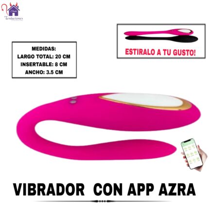 Esta imagen describe las Medidas y Características del Vibrador con App Azra